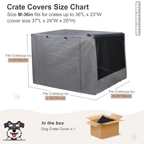 HiCaptain Breathable Dog Crate Cover 36 Inch, Durable Heavy Duty Kennel Cover, Dual Zippered Panels, Windproof Waterproof UV-Resistant(Grey) - color: Grey, size: 36.0"L x 23.0"W x 25.0"H