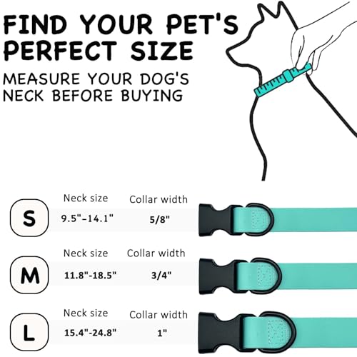 Waterproof Dog Collar Durable and Easy to Clean Rubber Dog Collars Odor-Proof Fits Small Medium Large Dogs (Mint Green, Small (9.5-14.2” Neck)) - color: Mint green, size: Small (9.5 -14.2” Neck)