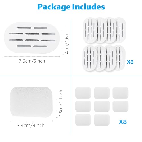 DOOOB Cat Water Fountain Filters, 16 Pack Cat Fountain Filter, Cat Fountain Replacement Filters for DOOOB Ceramic Cat Water Fountain, Pet Water Fountain Filters (8 Filters & 8 Sponges)
