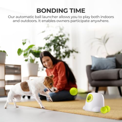 AFP Automatic Ball Launcher Dog Ball Thrower Machine Interactive Hyper Fetching Toy for Large Dogs, 3 Tennis Balls Included, Max Version - size: Mini Size