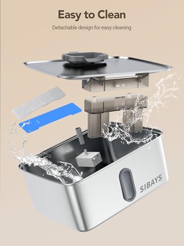 SIBAYS 4Gal/15L Dog Water Fountain for Large Dogs, Stainless Steel Large Pet Water Fountain, Ultra Quiet Automatic Dog Water Bowl Dispenser with Water Level Window and LED Light(FS78, Silver-Grey) - color: Silver-Grey