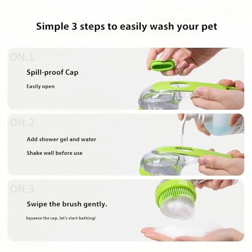 2 PCS Dog Bath Scrubber Brush with Soap & Shampoo Dispenser, Soft Silicone Bristles Pet Grooming Massage Shampoo Brush for Long and Short Haired Dogs and Cats, Shower Bath Tool