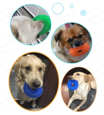 Interactive Dog Chew Ring Toy with Sound, Dental Cleaning, Durable Textured Surface (Green, Small) - color: Green, size: Small
