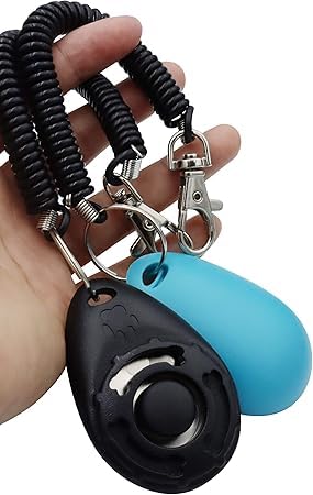 2 Pack Pet Training Clicker with Wrist Strap - New Black & Blue Dog Training Clickers - color: Black+Blue