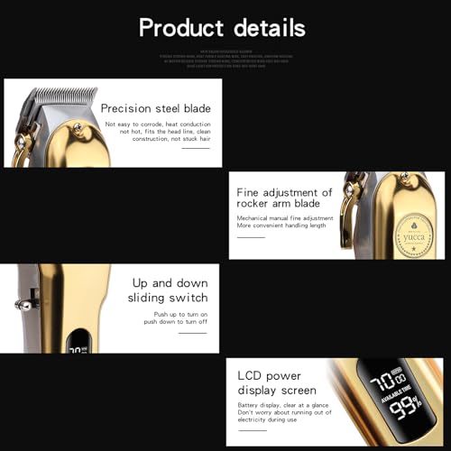 yucca Dog Grooming Clippers for Thick Heavy Coats, Cordless Animal Clippers Professional, Rechargeable Low Noise Clippers, Thick Fur Clippers with Metal Blade for Pets Dogs Cats - size: DGC-1