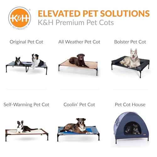 K&H Outdoor Elevated Dog Bed - Cooling Raised Dog Bed for Small & Medium Pets, Breathable Mesh Center Hammock Design, Indoor/Outdoor Washable Cover, Portable Metal Frame, Chocolate, Medium 32x25in