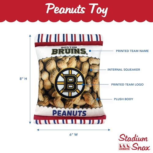 Pets First NHL Boston Bruins Crinkle Fine Plush Dog & Cat Squeak Toy - Cutest Stadium Peanuts Snack Plush Toy for Dogs & Cats with Inner Squeaker and Beautiful Hockey Team Name/Logo - color: Boston Bruins, style: NHL Peanut Snack Toy