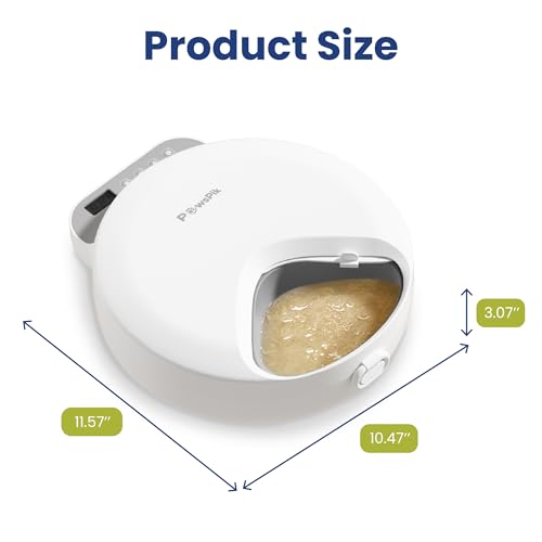 PawsPik Smart 4-Meal Automatic Pet Feeder – Programmable Timer for Wet & Dry Food, Cordless, with Ice Packs – Dog & Cat Feeder, White, 4-Cup Capacity