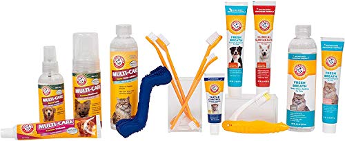 Arm & Hammer for Pets Tartar Control Dog Dental Kit, Enzymatic Toothpaste with Toothbrush and Fingerbrush, Baking Soda Formula Reduces Plaque and Tartar, Safe for Puppies, Beef Flavor, 3-Piece - size: 2.5 Ounce (Pack of 1)