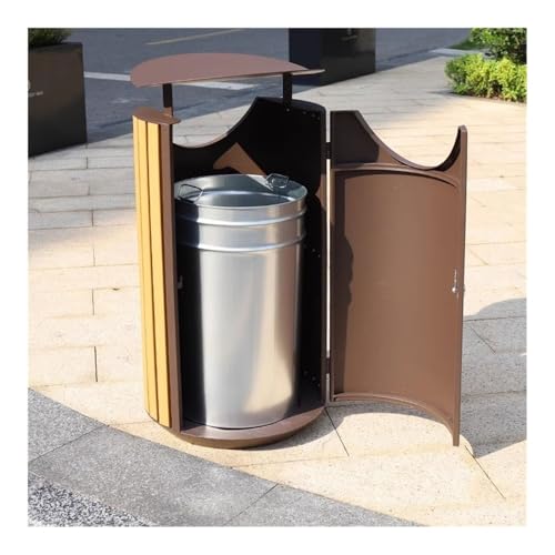 Dog Poop Trash Can Outside, Outdoor Public Area Garbage Can Galvanised Steel Plastic Wood Trash Bin