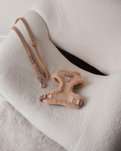 Premium No-Pull Dog Harness Soft Neoprene & Breathable Mesh Vest with Front & Back Clip D-Rings Adjustable Lightweight Walking Harness for Puppies, Small & Medium Dogs (Beige Fur Trim, S) - color: Beige Fur Trim, size: S: Neck=13.8-17.3''/Chest=16.1-21.3'