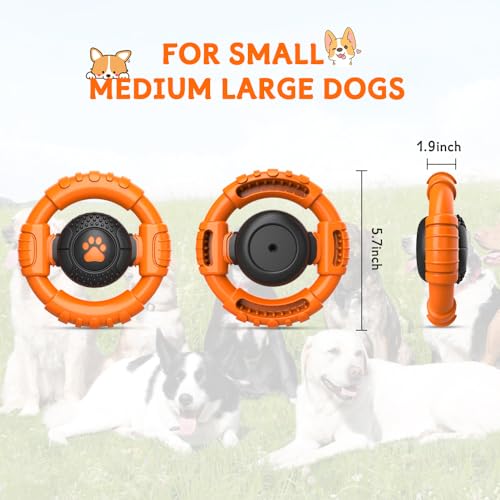 Dog Toys for Aggressive Chewers Large Medium Small Breed, Indestructible Durable Tough Dog Chew Toys to Keep Them Busy, Nylon Rubber Interactive Dog Toys - color: Orange
