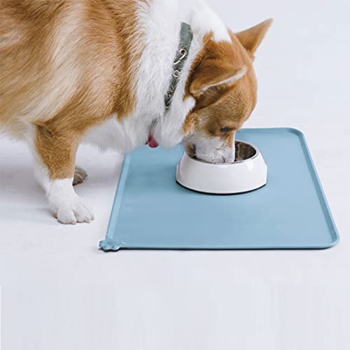 AUDWUD Silicone Waterproof Pet Feeding Mats,Anti Slip Bowl Pad,Dog Mat for Food and Water - color: Slate, size: 18.5" x 11.5"