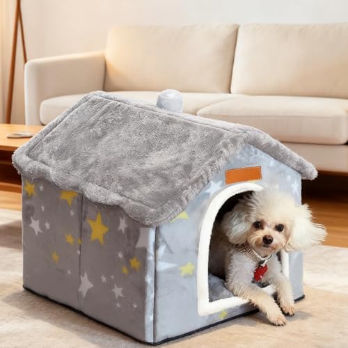 Dog House Indoor, Foldable Soft Kennel Bed Warm Cat Nest Puppy Cave with Cushion for Small Medium Large Dogs Cats (S-Within 9 lbs) - size: S-within 9 lbs