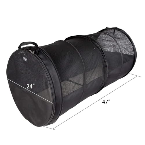 Pet Tube Soft Car Crate Large Kennel The Safe Dog and Cat Travel Mobile Home Pet Limo with Seat Belts and Storage Bag 47Lx24H Grey Color