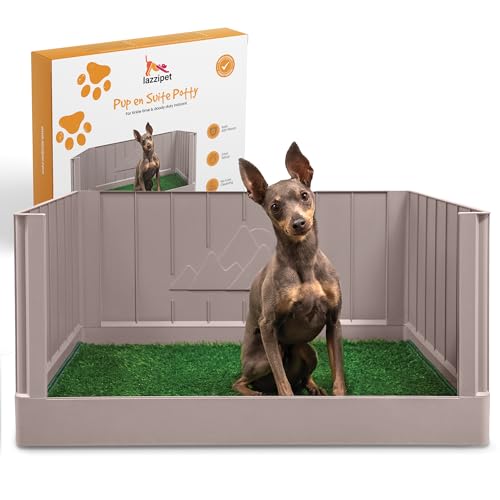 Dog Grass Pad with Tray, Indoor Dog Potty, Litter Box with High Walls, Artificial Grass for Dogs, Pee Pad Holder, Potty Training Tray with Reusable Turf Patch, for Apartments & Balconies