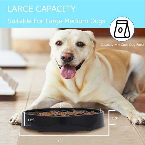 WHIPPY Slow Feeder Maze Dog Bowl - Anti-Choking, Anti-Slip Interactive Puzzle Feeder for Large Dogs, Black - color: black