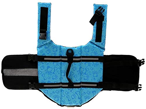 Izefia Dog Life Jacket Swimming Safety Coat Floatation Life Vest Life Saver with Handle for Small Dog Puppy Large Dog (Blue Bone, XXS) - color: Blue Bone, size: XX-Small