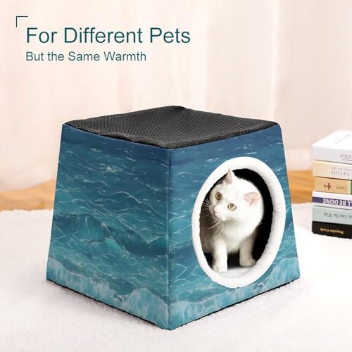 Collapsible Soft Dog Crate Pet Kennel Houses The Deep Ocean Printed Lightweight Travel Crate Kennel Indoor & Outdoor, 13.8"x13.8"x11.8"