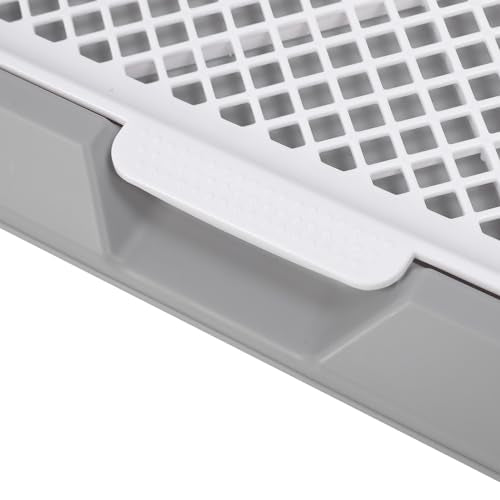 Indoor Dog Potty Tray Portable Multifunctional Pet Mesh Training Pad with Splashs Wall for Small Medium Animal 21.26x17.72x5.12in (Gray)