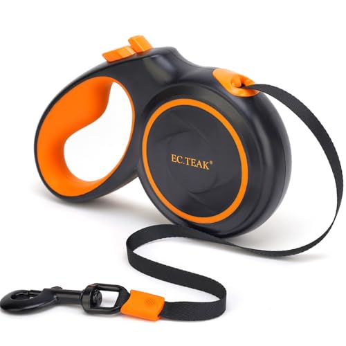 Retractable Dog Leash, Great Leash Retractable for Small/Medium/Large Dogs up to 110 lbs, Strong Nylon Tape, Tangle Free, One-Hand Brake - color: Black