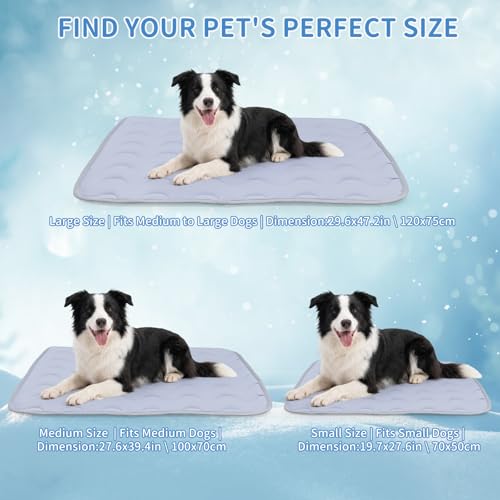 Dog Cooling Mat Non-Toxic Self Cooling Pad for Dogs Cats in Hot Summer Cool Pad Washable & Easy Clean - color: Grey, size: XL 47x29in