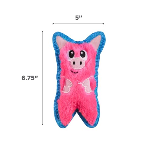 Outward Hound Durablez Minis – Squeaky Plush Dog Toy, No Stuffing for Less Mess, Interactive & Tough, Jumbo Squeaker, Puppies & Small Dogs, Pig, 6.8" - color: Pig, size: X-Small