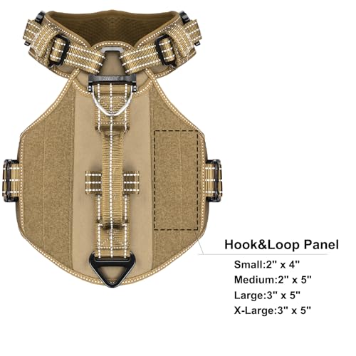 ICEFANG GN8 Tactical Dog Harness with 4X Metal Buckles for Large Sized Dogs,Reflective in Training Walking K9 Vest,No-Pull Front Leash Clip,Adjustable Pet Harness (Brown, Large (Pack of 1)) - color: Brown, size: Large (Pack of 1)