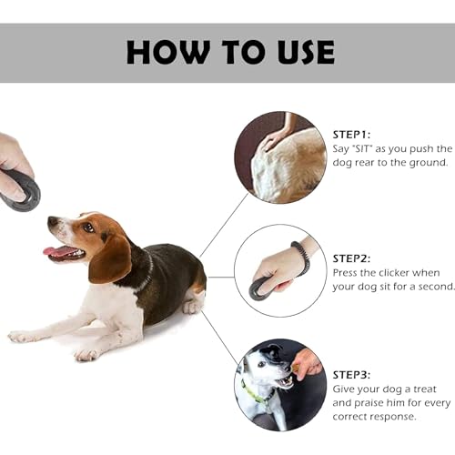 2 Pack Pet Training Clicker with Wrist Strap, Clicker for Pets, Dog Clicker Perfect for Dog Cat Horse Behavioral Training (Black, White)
