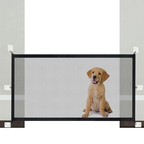NWK Magic Dog Gate for Stairs Pet Gate for The House Providing a Safe Enclosure for Pets to Play and Rest, 6 Hooks Design (30'' X 70'') - size: 70'' X 30''