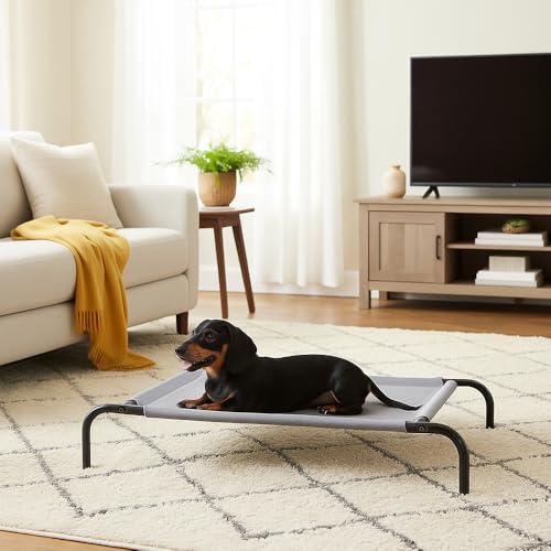 Amazon Basics Cooling Breathable Elevated Dog Bed with Metal Frame for Small Dogs, 36" x 22" x 7.5", Grey - color: Grey, size: Small