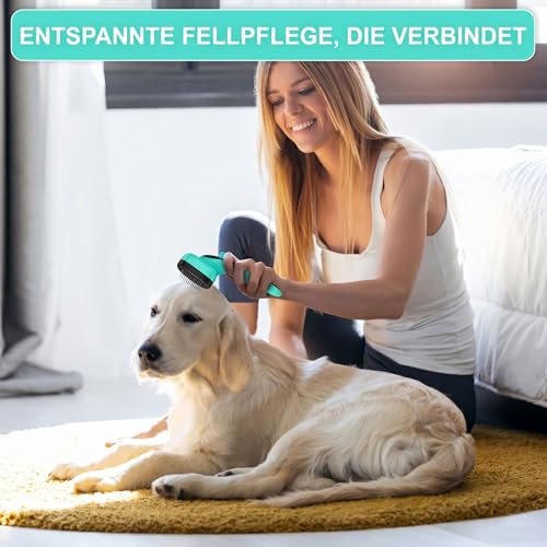 Self Cleaning Slicker Brush for Dog and Cat Deshedding, Green | Shedding Brush for Dogs & Cats, One-Click Retractable Bristles for Easy Cleaning Flying Hair at Home - color: Aqua Green 1 PCS