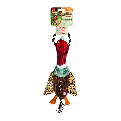 SPOT Skinneeez Tugs Mini Duck Tug Dog Toy – 14" Stuffing-Free Plush Toy with Rope Handle & Squeaker – Durable Tug Toy for Small & Medium Dogs, Moderate Chewers, Assorted Styles - size: 14"