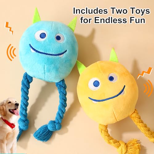 lilfrd Dog Toys for Small Dogs - 2 Pack Squeaky Rope Plush Dog Toys for Small and Medium Breed, Puppy Toys to Keep Them Busy - style: Monster