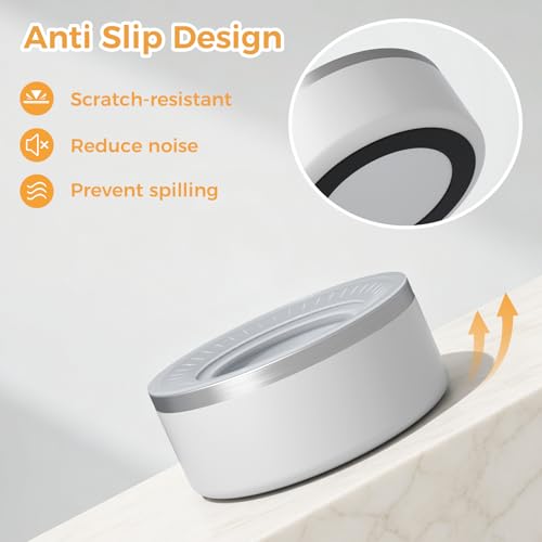 WENBOKMIN Stainless Steel Dog Water Bowl, Slow Dog Bowls with Non Slip Bottom, No Spill Detachable and Easy to Clean, Keep Xerosis Pilorum, 64oz, White - color: White
