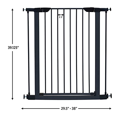 Midwest 39" Steel Walk-Thru Dog Gate, Graphite | Pressure Mounted, Expands 29.5"- 38" Wide, Auto-Close Door, Spring-Loaded Latch, Includes Two 3" Extensions - color: Graphite, size: 39-Inch