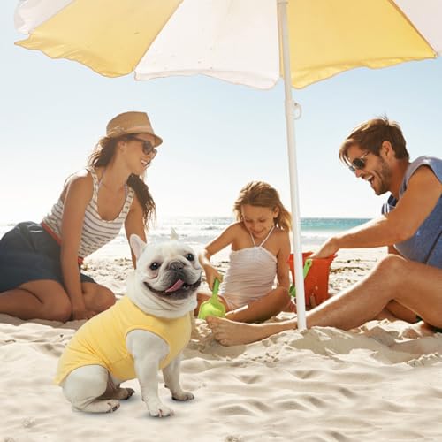 MIHACHI Dog Shirts Cotton Striped T-Shirt, Summer Pet Clothes for Small Dogs, 2-Pack Soft Puppy Apparel Cat Tee, Sleeveless Lightweight, Quick Dry, Breathable,Stretchy, Yellow M - color: Yellow, size: Medium