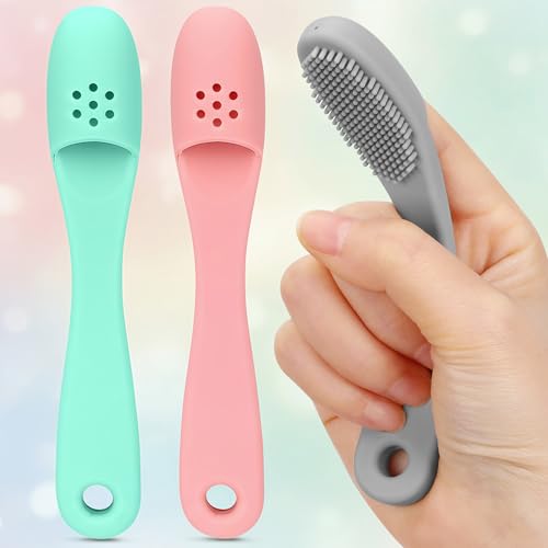 3pcs Dog Finger Toothbrush, Cat Chin Brush with Food-Grade Silicone, Dog Tooth Brushing Kit, Silicone Cleaning Brush for Pet Dental Care