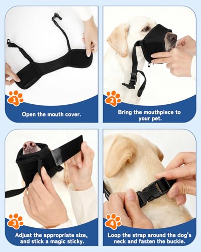Soft Dog Muzzle for Anti Biting & Barking – Secure & Breathable Mesh Mouth Guard for Grooming, Vet Visits, and Walks - Fits Small, Medium, Large Sized Dogs (Black-S) - size: S