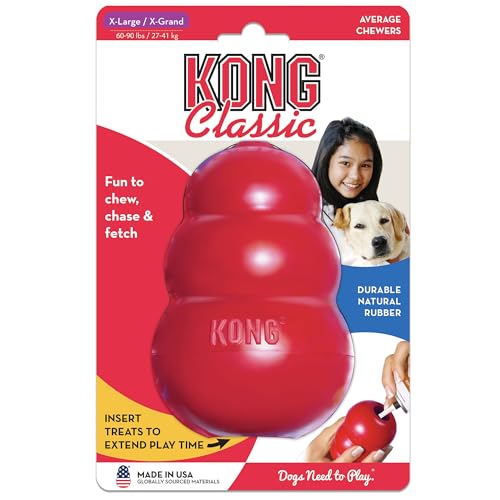 KONG Classic Stuffable Dog Toy - Fetch & Chew Toy for Dogs - Treat-Filling Capabilities & Erratic Bounce for Extended Play Time - Durable Natural Rubber Material - for Extra Large Dogs - size: X-Large (Pack of 1)