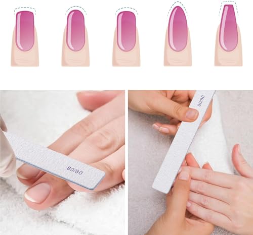 15 Count 80/80 Grit Nail Files for Acrylic Nails, Reusable Buffering Files Double Sided Emery Boards for Nails - size: 80/80 Grit(15 Count)
