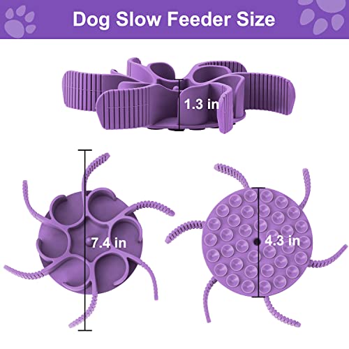Anipaw Dog Slow Feeder Bowls Silicone Spiral Pet Food Feeder Insert to Slow Down Eating for Large Medium Small Breed Dogs Perfect with Stainless Steel Glass Ceramic Pet Bowls (Purple) - color: Purple