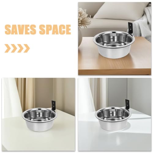 HANABASS Wall Mounted Elevated Dog Bowl Set 8-Inch Stainless Steel Raised Pet Feeding Station for Small to Medium Dogs with Food and Water Bowls