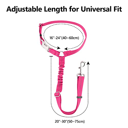 Plutus Pet Dog Seat Belt for Car Headrest, Reflective and Adjustable Restraint with Elastic Bungee for Safety, Vehicle Seatbelt Harness for Small Medium Large Dogs and Cats - color: Pink