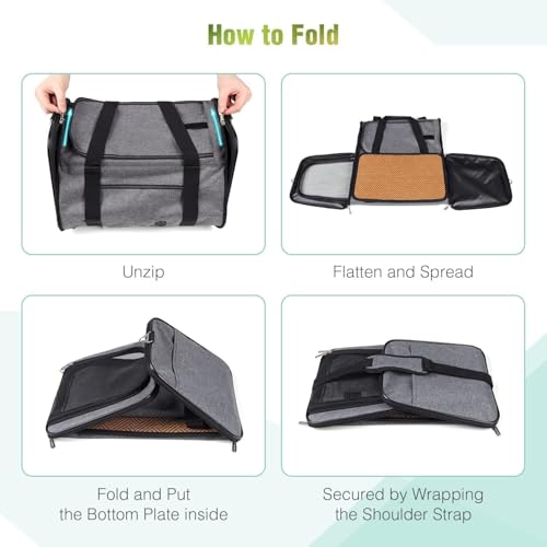 YUDODO 2 Packs 25 lbs Lightproof Soft Sided Pet Carrier for Large Cat & Small Dog Airline Approved Travel Bag Puppy Carriers with Side Pockets & Reflective Mesh, Foldable Portable for Car 2 Grey Green - color: Grey green*2