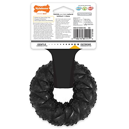 Nylabone Strong Max Chew Braided Ring Chew Toy for Dogs, Beef, Medium/Wolf - Up to 35 lbs. (1 Count) - size: Medium up to 35 lbs.