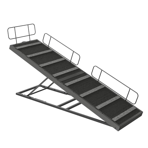 HOOBRO Dog Ramp for Bed, 63 Inch Long Dog Ramp for Couch and Bed, Pet Ramp with Non-Slip Mat and Safety Side Rails, 4 Height Adjustable up to 33 inch, for Small/Large/Old Dogs, Black BK16PT03