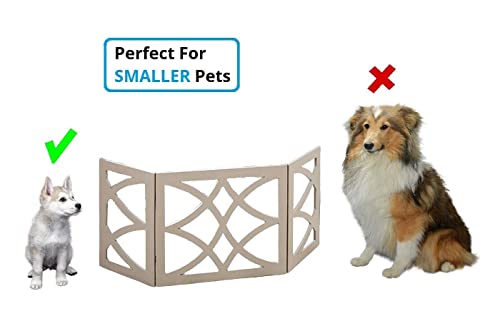 3 Panel Wooden Design Pet Gate - Freestanding Tri Fold Durable Wooden Dog Fence - Indoor/Outdoor Barrier for Stairs & Doorways (5219)