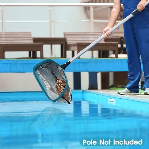 POOLWHALE Pool Skimmer Net Rake, Aluminum Frame Deep Nylon Net, Ultra Fine Mesh Pool Nets for Cleaning Leaves, Debris & Swimming Pools Skimming - size: Aluminum Frame Nylon Rake