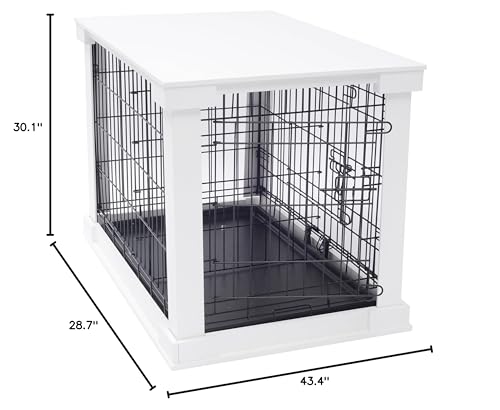 zoovilla White Dog Cage with Crate Cover, Dog Kennel White Large - size: 43.4"L x 28.7"W x 30.1"H